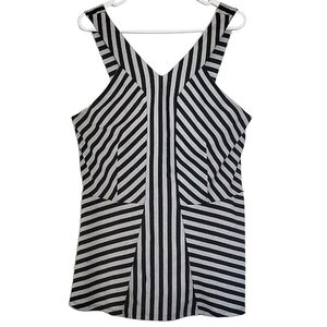 🟢1323 * Torrid Striped V Neck Tank Black/Gray Size Unknown